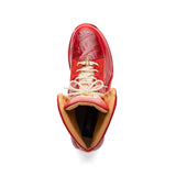 Mauri Diamond in Red / Cream / Dirty Red Mens Exotic Crocodile / Suede / Nappa / Patent Leather High-Top Sneakers