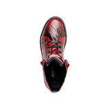 Mauri Golden Boy in Red / Dirty Black Mens Exotic Crocodile / Nappa Leather High-Top Sneakers