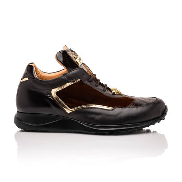 Mauri Goldie in Sport Rust Mens Exotic Crocodile / Velvet / Nappa / Patent Leather Sneakers in Sport Rust