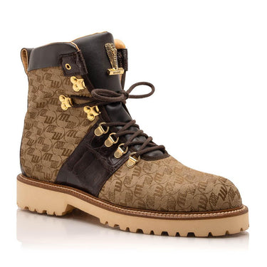Mauri O.G in Sport Rust / Beige Mens Exotic Crocodile / Ostrich / Fabric / Calf-Skin Leather Boots