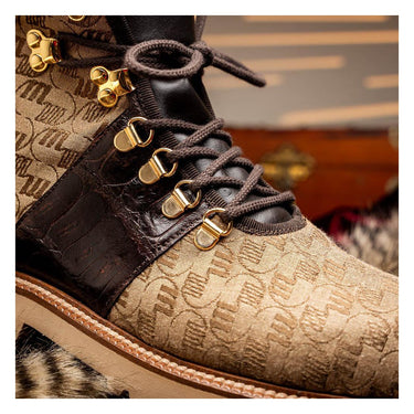 Mauri O.G in Sport Rust / Beige Mens Exotic Crocodile / Ostrich / Fabric / Calf-Skin Leather Boots