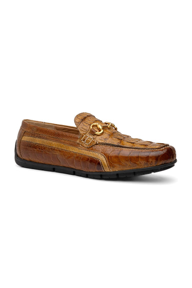 Mauri Polo 3501 Hornback / Ostrich Leg / Leather Moccasin Horsebit Driver (MA5604) - Wonder Blue