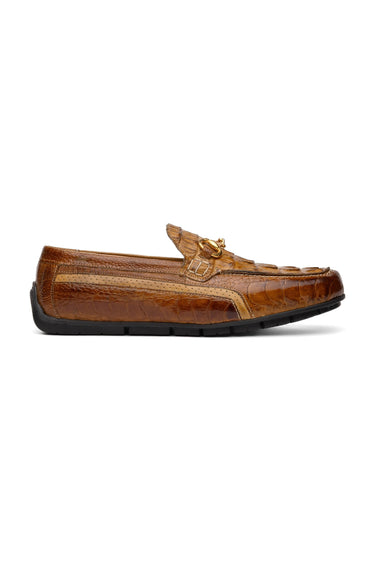 Mauri Polo 3501 Hornback / Ostrich Leg / Leather Moccasin Horsebit Driver (MA5604) - Wonder Blue