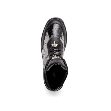 Mauri Pyro in Black / Grey Mens Exotic Crocodile / Fabric / Nappa Leather Boots