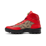 Mauri Pyro in Red / Taupe Mens Exotic Crocodile / Fabric / Nappa Leather Boots