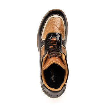 Mauri Quick in Sport Rust / Cream / Champagne Mens Exotic Crocodile / Patent Leather High-Top Sneakers