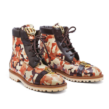 Mauri Rambo in Camouflage Brown Mens Exotic Alligator Calf-skin Leather Dress Boots