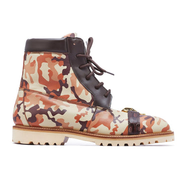 Mauri Rambo in Camouflage Brown Mens Exotic Alligator Calf-skin Leather Dress Boots in Camouflage Brown