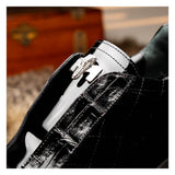 Mauri Regata in Black Mens Exotic Crocodile / Quilted Velvet / Patent Leather Slip-On Sneakers