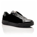 Mauri Regata in Black Mens Exotic Crocodile / Quilted Velvet / Patent Leather Slip-On Sneakers