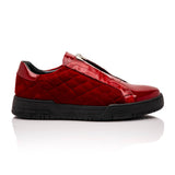 Mauri Regata in Red Mens Exotic Crocodile / Quilted Velvet / Patent Leather Slip-On Sneakers in Red