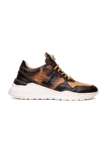Mauri Runner 8457/1 Sport Rust & Dune Crocodile / Nappa Casual Bubble Sneakers (MA5619) - Acre Raindrops/Caribbean Blue