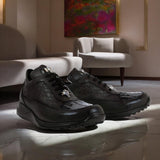 Mauri King in Black Mens Exotic Nappa Embossed / Croco Black Sneakers