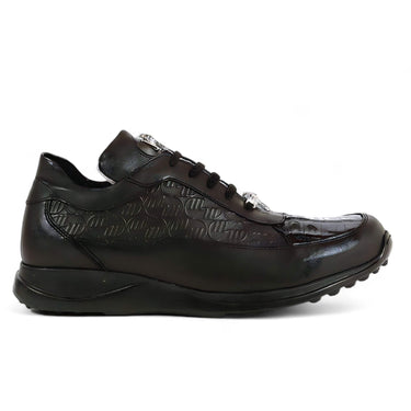 Mauri King in Black Mens Exotic Nappa Embossed / Croco Black Sneakers in Black