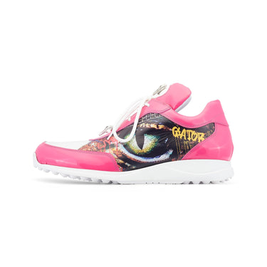 Mauri Solace in Fucsia / White Mens Exotic Crocodile / Patent / Calf-Skin Leather Casual Sneakers in Fucsia White