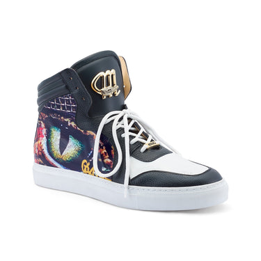 Mauri Vision in Black / White Mens Exotic Crocodile / Calf-Skin Leather Casual Sneakers