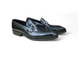 Carrucci Shoes Burnished Signature Buckle Loafer in Black