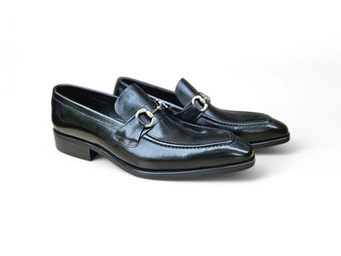 Carrucci Shoes Burnished Signature Buckle Loafer in Black
