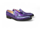 Carrucci Shoes Burnished Signature Buckle Loafer in Purple