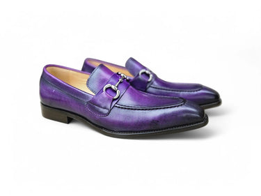 Carrucci Shoes Burnished Signature Buckle Loafer in Purple