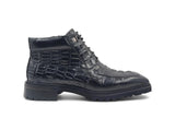 Men's Lace-up Boots Alligator Embossed in Black