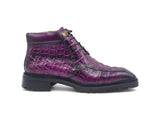 Men's Lace-up Boots Alligator Embossed in Purple