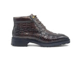 Men's Lace-up Boots Alligator Embossed in Chestnut