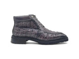 Men's Lace-up Boots Alligator Embossed in Gray
