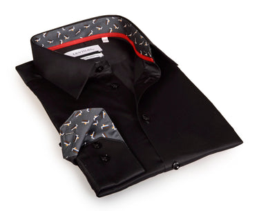 Michael Button-Up Shirt With Contrast Details // Black // Contemporary Fit (Regular)