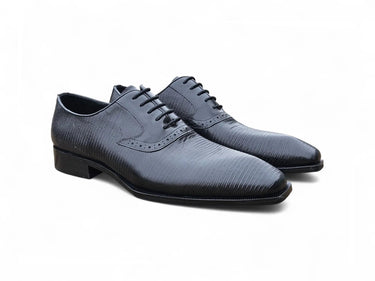 Carrucci Shoes Milano Lizard Embossed Oxford Dress Shoes in Black