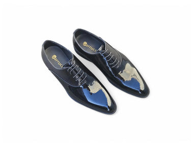 Carrucci Shoes Mixed Media Patent Leather Oxford in Black