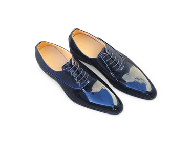 Carrucci Shoes Mixed Media Patent Leather Oxford in Navy