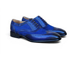 Carrucci Shoes Mixed Media Burnished Wingtip Oxford in Navy