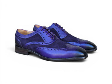 Carrucci Shoes Mixed Media Burnished Wingtip Oxford in Purple