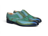 Carrucci Shoes Mixed Media Burnished Wingtip Oxford in Olive
