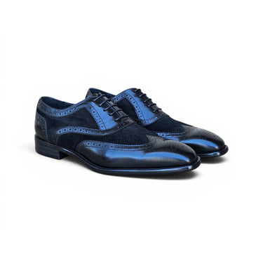 Carrucci Shoes Mixed Media Burnished Wingtip Oxford in Black