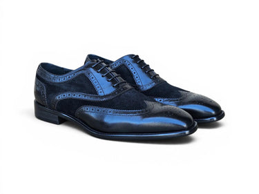 Carrucci Shoes Mixed Media Burnished Wingtip Oxford in Black