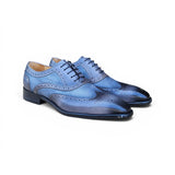 Carrucci Shoes Mixed Media Burnished Wingtip Oxford in Gray
