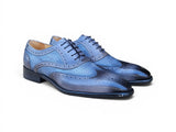 Carrucci Shoes Mixed Media Burnished Wingtip Oxford in Gray