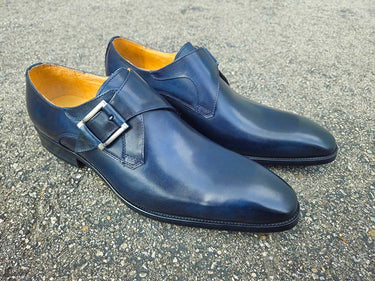 Carrucci Shoes Monk Strap Buckle Leather Dress Shoes