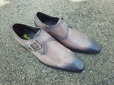 Carrucci Shoes Monk Strap Buckle Leather Dress Shoes
