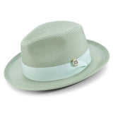 Montique Belmont Pinch Front Polybraid Straw Fedora in Apple