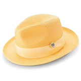 Montique Belmont Pinch Front Polybraid Straw Fedora in Canary