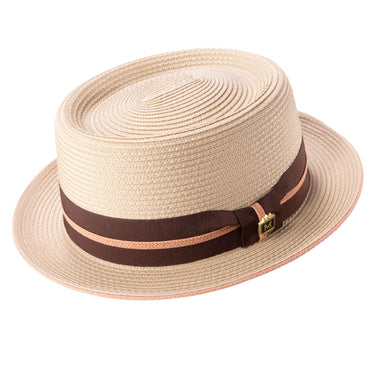 Montique Montego Men’s Straw Pork Pie Hat in Beige