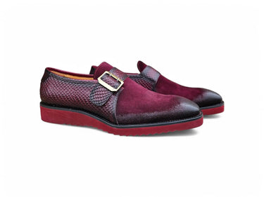 Carrucci Shoes Multi Media Buckle Monkstrap Shoe in Burgundy