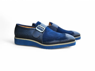Carrucci Shoes Multi Media Buckle Monkstrap Shoe in Navy