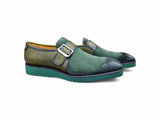 Carrucci Shoes Multi Media Buckle Monkstrap Shoe in Olive