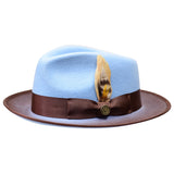 Bruno Capelo New Yorker Wool Felt Fedora Hat in Light Blue Brown