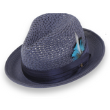 Ferrecci Castor in Navy Crushable Straw Fedora