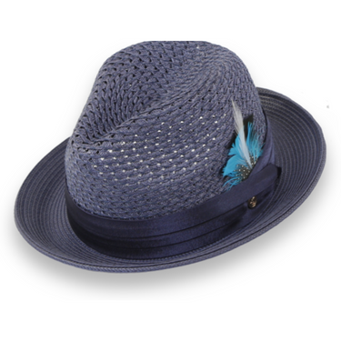Ferrecci Castor in Navy Crushable Straw Fedora